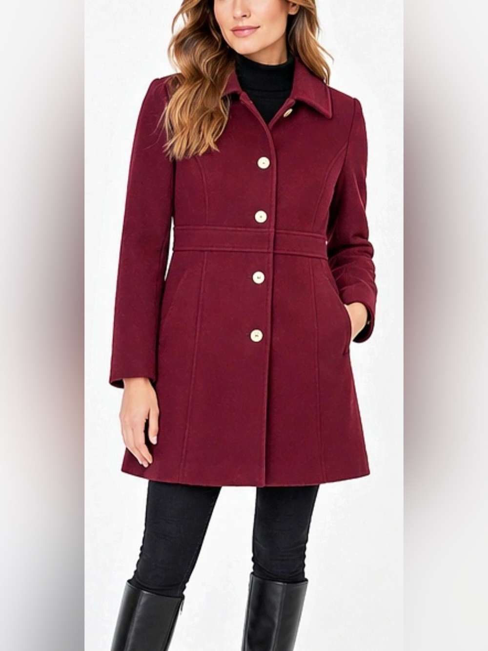 J.CREW Wool-Blend Lady Day Coat Burgundy Wine – Size 6 Petite (6P)